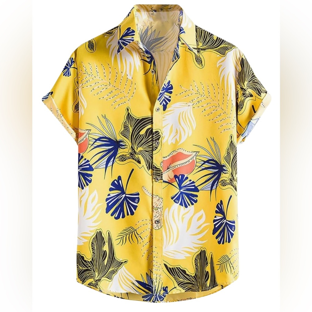 Men's XL Hawaiian Floral Short Sleeve Button Down Shirt - Picture 1 of 5